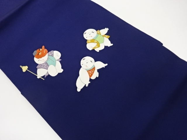 塩瀬金彩手描き童模様名古屋帯